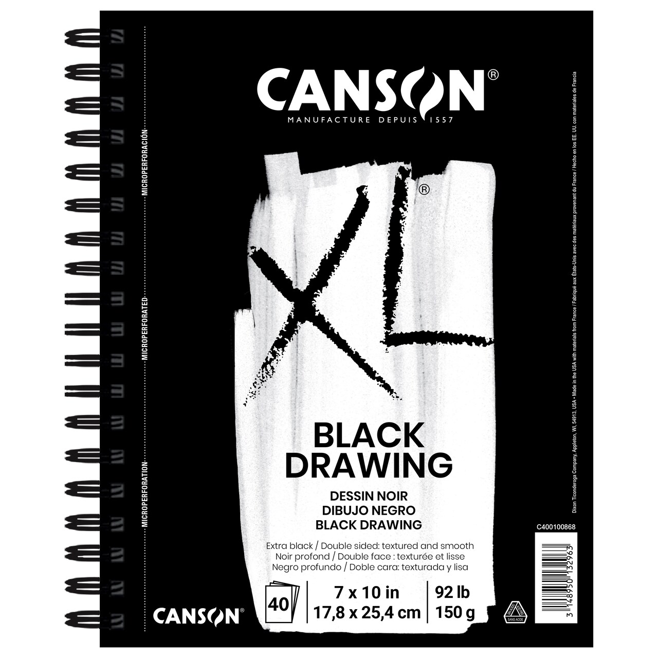 Canson Xl Black Drawing Pad, 40 Sheets, 7&#x22; X 10&#x22;